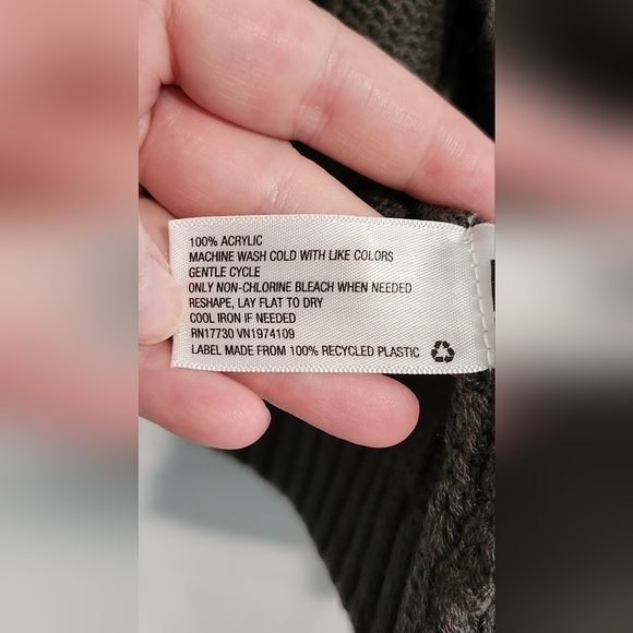 Olive Ribbed Knit Cardigan Womens Size M Dark Academia Scandi Chic Goth Grunge - Picture 6 of 6